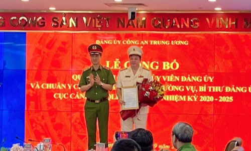 Lễ công bố quyết định của Ban Thường vụ Đảng ủy Công an Trung ương chuẩn y chức vụ Bí thư Đảng ủy Cục Cảnh sát quản lý hành chính về trật tự xã hội nhiệm kỳ 2020 - 2025