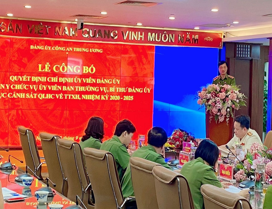 Đòng chí Trung tướng Nguyễn Duy Ngọc, Ủy viên Trung ương Đảng, Ủy viên BTV Đảng ủy Công an Trung ương, Thứ trưởng Bộ Công an phát biểu tại Lễ công bố