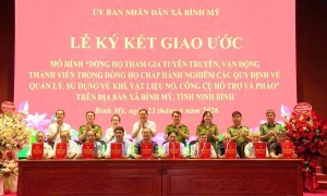 XÂY DỰNG "DÒNG HỌ THAM GIA TUYÊN TRUYỀN, VẬN ĐỘNG THÀNH VIÊN DÒNG HỌ CHẤP HÀNH CÁC QUY ĐỊNH VỀ QUẢN LÝ, SỬ DỤNG VŨ KHÍ, VẬT LIỆU NỔ, CÔNG CỤ HỖ TRỢ VÀ PHÁO” TRÊN ĐỊA BÀN XÃ BÌNH MỸ, TỈNH NINH BÌNH